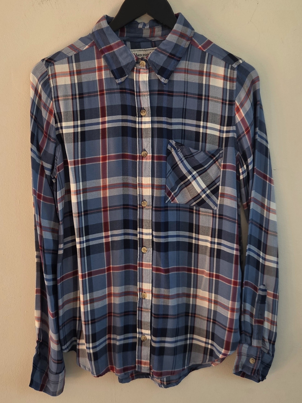 Blue Plaid Button-Up Shirt - Women's Small